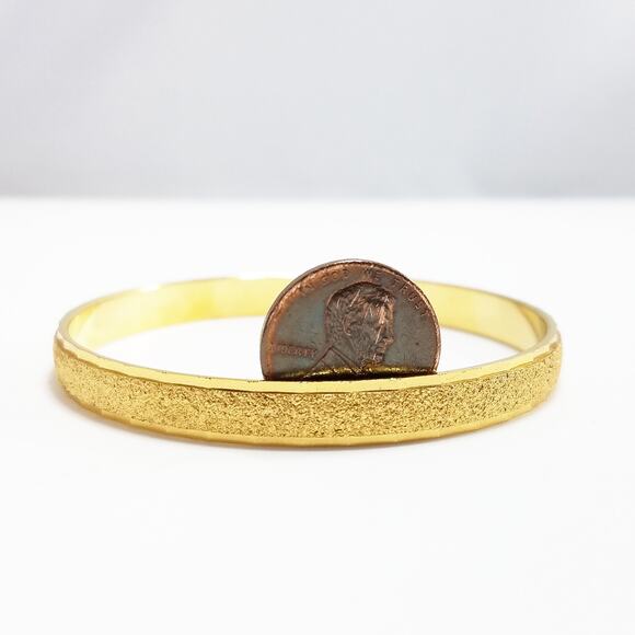 Vintage Monet Gold Plated Textured Bangle Bracelet, Size S, 1970s - Picture 8 of 10